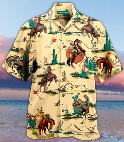 Life Of Cowboy On Wheat Color Design Hawaiian Shirt, Hawaiian Shirt Gift, Christmas Gift
