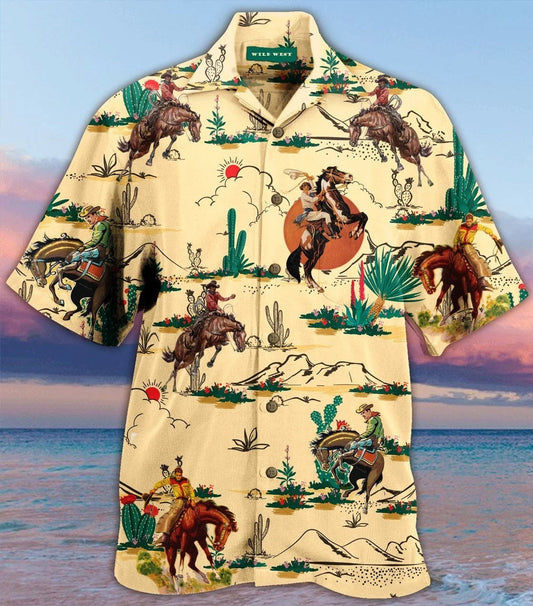 Life Of Cowboy On Wheat Color Design Hawaiian Shirt, Hawaiian Shirt Gift, Christmas Gift