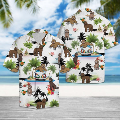 Cartoon Funny Labradoodle Enjoy The Vacation Aloha Hawaiian Shirt, Hawaiian Shirt Gift, Christmas Gift