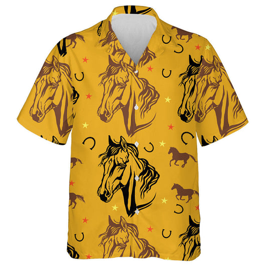 Vintage Stars Horseshoes And Decorative Horses Portraits Hawaiian Shirt, Hawaiian Shirt Gift, Christmas Gift