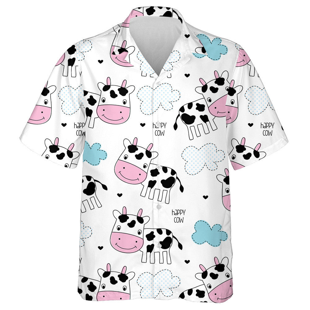 Happy Cow And Yellow Flower Doodle Style Hawaiian Shirt, Hawaiian Shirt Gift, Christmas Gift
