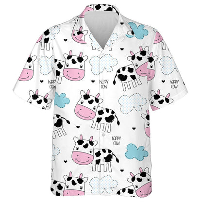 Happy Cow And Yellow Flower Doodle Style Hawaiian Shirt, Hawaiian Shirt Gift, Christmas Gift