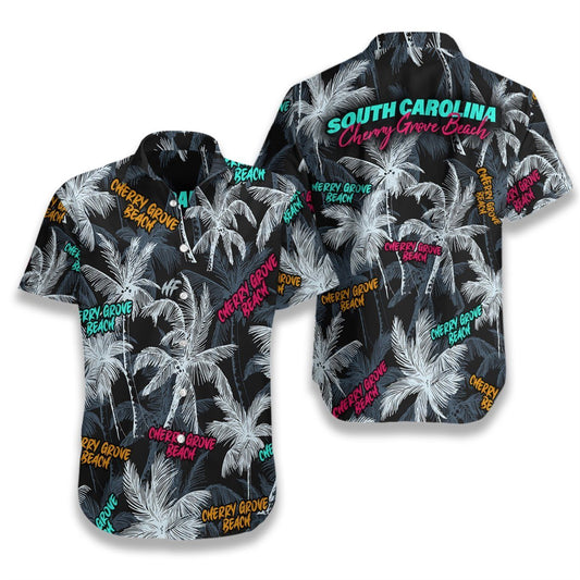 Cherry Grove Beach Coconut Tree Seamless Hawaiian Aloha Shirt Hawaiian Shorts Beach Short Sleeve_Hawaiian Shirt Gift, Christmas Gift