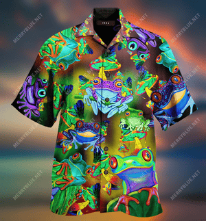 Amazing Frogs And Mushrooms Unisex Hawaiian Aloha Shirt Hawaiian Shorts Beach Short Sleeve, Hawaiian Shirt Gift, Christmas Gift