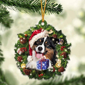 Australian shepherd cute tree two sides ornament AU, Home Decor Plastic Ornament, Christmas Ornament Gift