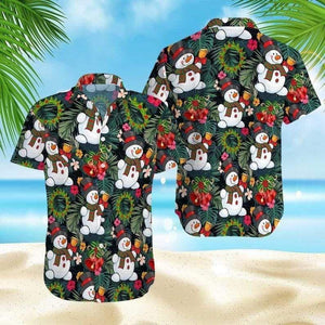 Funny Snowman Christmas Ding Dong Vintage Style Design Hawaiian Shirt, Hawaiian Shirt Gift, Christmas Gift.