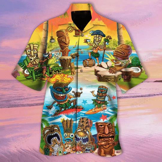 Tiki Funny Summer Time On The Beach Hawaiian Shirt, Hawaiian Shirt Gift, Christmas Gift