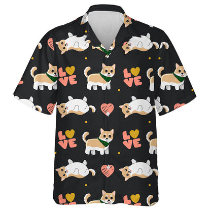 Shiba Inu And Hearts Happy Valentine's Day Hawaiian Shirt, Hawaiian Shirt Gift, Christmas Gift