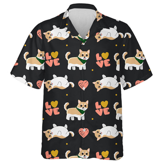Shiba Inu And Hearts Happy Valentine's Day Hawaiian Shirt, Hawaiian Shirt Gift, Christmas Gift