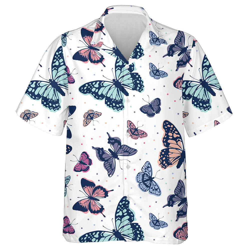 Beautiful Butterfly Abstract On White Background Hawaiian Shirt, Hawaiian For Gift