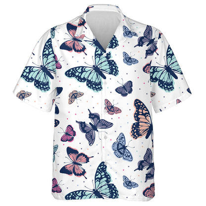 Beautiful Butterfly Abstract On White Background Hawaiian Shirt, Hawaiian For Gift