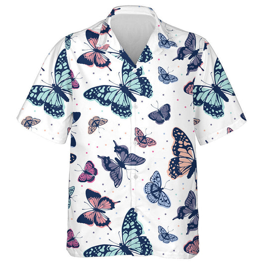 Beautiful Butterfly Abstract On White Background Hawaiian Shirt, Hawaiian For Gift