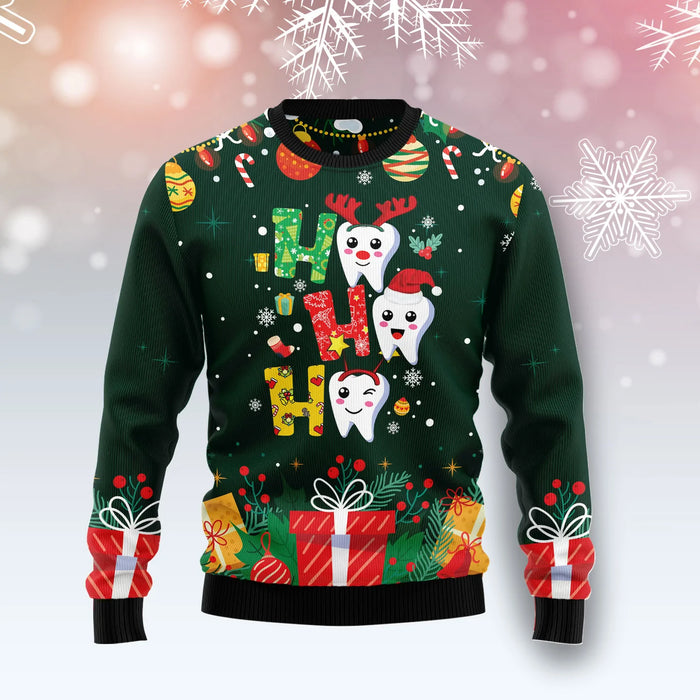 Hohoho Teeth  unisex womens & mens, couples matching, friends, funny family ugly christmas holiday sweater gifts,Christmas Ugly Sweater