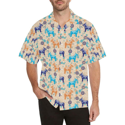 Cute Horse Pattern Men's All Over Print Hawaiian Aloha Shirt Hawaiian, Hwaiian For Gift