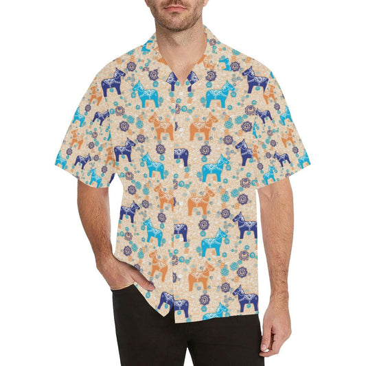 Cute Horse Pattern Men's All Over Print Hawaiian Aloha Shirt Hawaiian, Hwaiian For Gift