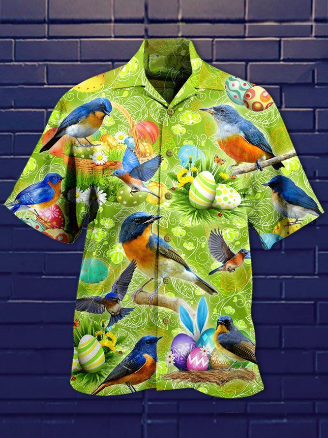 Bird Hawaiian Aloha Shirt Unisex Shorts Sleeve Colorful Hawaiian Shorts Beach Short Sleeve,Hawaiian Shirt Gift, Christmas Gift