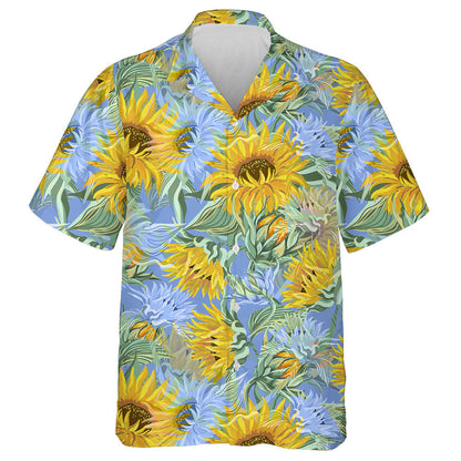 Péinteáil Aicrileach Patrún Lusanna Gréine Aqua Gorm Agus Buí Léine Haváís, Bronntanas Léine Haváíais, Bronntanas Nollag