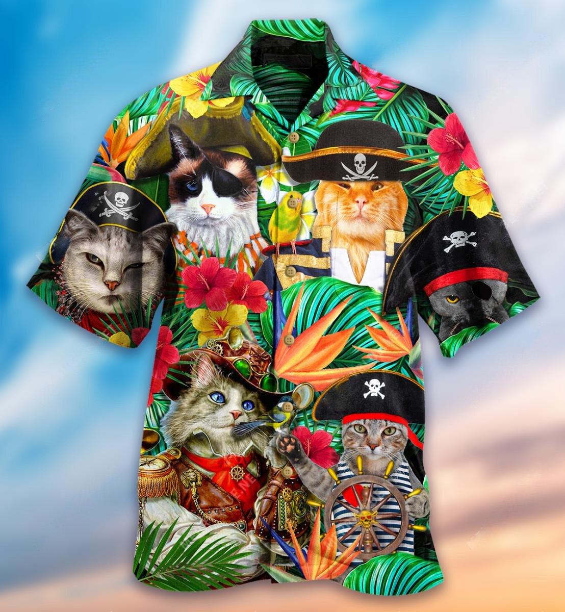 For Men And Women, It's Pirate Life For Me Cats Tropical Hawaiian Shirt  Crazy Funny Hawaiian Shirt  Vintage Hawaiian Shirt, Hawaiian Shirt Gift, Christmas Gift