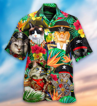 For Men And Women, It's Pirate Life For Me Cats Tropical Hawaiian Shirt  Crazy Funny Hawaiian Shirt  Vintage Hawaiian Shirt, Hawaiian Shirt Gift, Christmas Gift