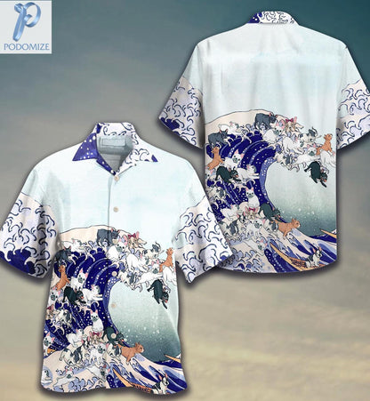 Bulldog na Fraince An Tonn Mhór As Patrún Madraí Léine Haváís, Bronntanas Léine Haváíais, Bronntanas Nollag