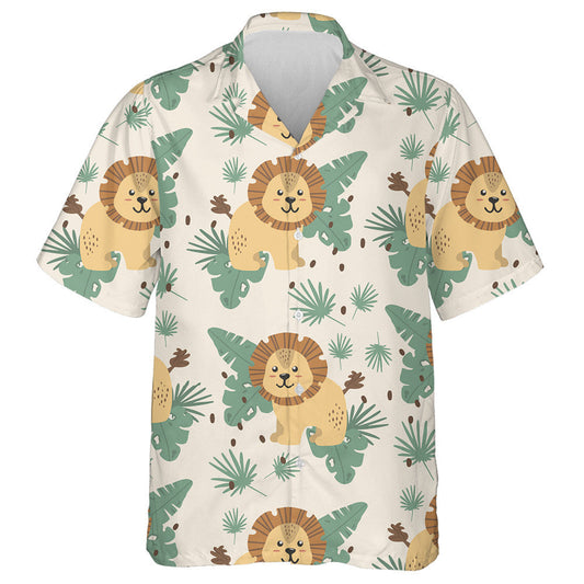 Leon Greannmhar le Pailme Tropical Agus Duilleoga Banana Léine Haváís, Bronntanas Léine Haváís, Bronntanas Nollag