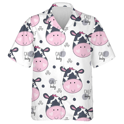 Cartoon Cow Calf Baby Doodle Style Hawaiian Shirt, Hawaiian Shirt Gift, Christmas Gift