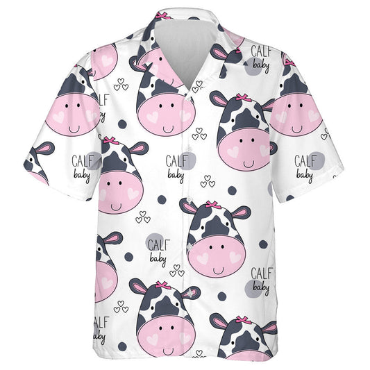 Cartoon Cow Calf Baby Doodle Style Hawaiian Shirt, Hawaiian Shirt Gift, Christmas Gift