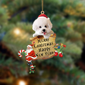 Bichon Frise-Christams & New Year Two Sided Christmas Plastic Hanging Ornament, Christmas Ornament Gift, Christmas Gift, Christmas Decoration