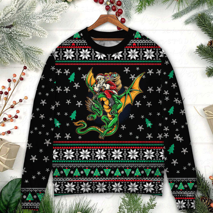 Christmas Santa Claus With Dragon Ugly Christmas Sweater, Christmas Gift, Gift Christmas 2024