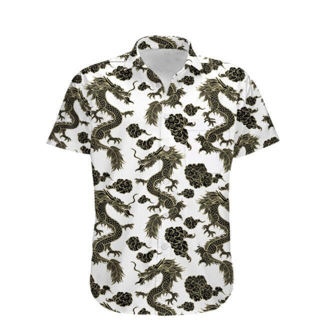 Lover Dragon Ar Chúlra Bán Léine Haváís, Bronntanas Léine Haváíais, Bronntanas Nollag