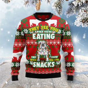Bulldog Snacks Ugly Christmas Sweater,Christmas Ugly Sweater,Christmas Gift,Gift Christmas 2022