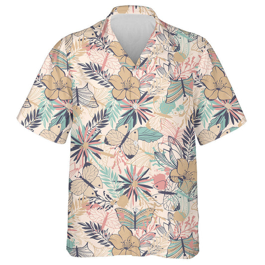 Téama Pretty Mystical Féileacán Agus Bláthanna Stíl Retro Léine Haváís, Bronntanas Léine Haváís, Bronntanas Nollag