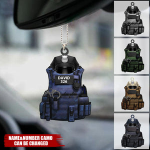 Personalized Police Car Hanging Ornament Police Bulletproof Vest With Service Cap Ornament, Christmas Decoration