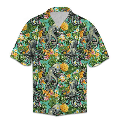 Tropical Pineapple Octopus Hiding Place Themed Pattern Hawaiian Shirt, Hawaiian Shirt Gift, Christmas Gift