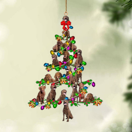 Chesapeake Bay Retriever-Christmas Tree Lights-Two Sided Christmas Plastic Hanging Ornament, Happy Christmas Ornament, Christmas Gift, Christmas Decoration