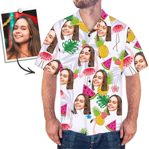 Custom Face Shirt Men'S Hawaiian Aloha Shirt Pineapple And Watermelon Hawaiian, Hwaiian For Gift