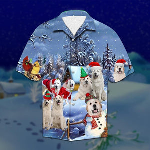 Warm Great Pyrenees In Christmas Clothes Design Hawaiian Shirt, Hawaiian Shirt Gift, Christmas Gift