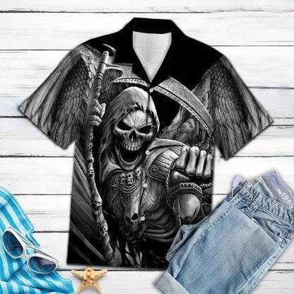 Scary Reaper Death Skull Hawaiian Shirt,Hawaiian Shirt Gift, Christmas Gift