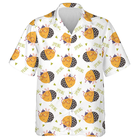 Watercolor Funny Bee Wearing Glasses And Hat Hawaiian Shirt, Hawaiian Shirt Gift, Christmas Gift