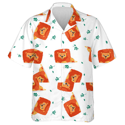 Lazy Lion With Leaves On White Background Hawaiian Shirt, Hawaiian Shirt Gift, Christmas Gift