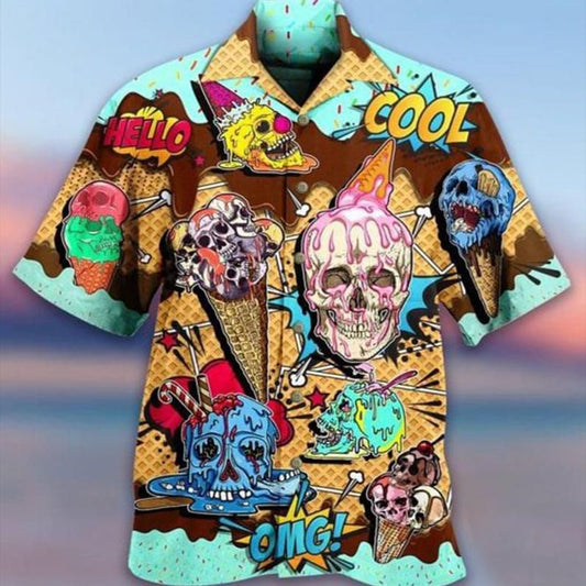 Chemise Skull Hawaiian Aloha Shirt Unisex Shorts Sleeve Colorful Hw2845 Hawaiian Shorts Beach Short Sleeve_Hawaiian Shirt Gift, Christmas Gift