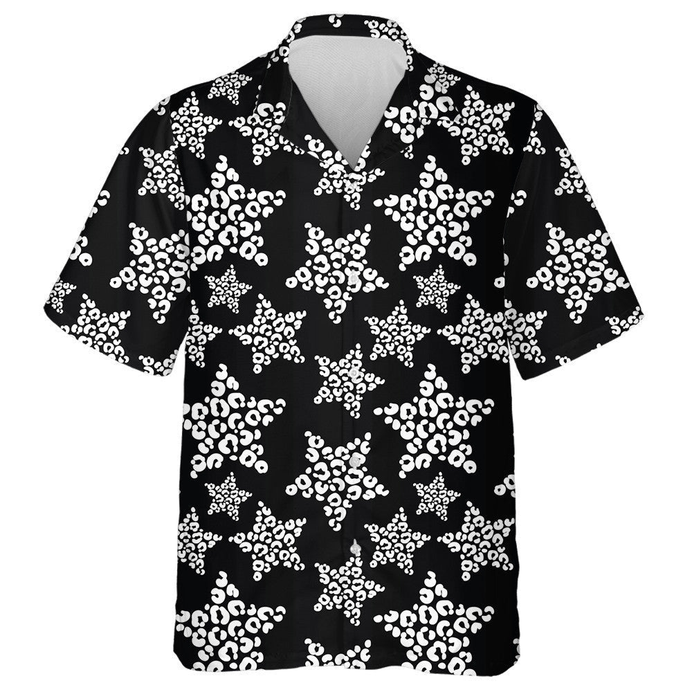 Black And White Stars In Leopard Spots Hawaiian Shirt, Hawaiian Shirt Gift, Christmas Gift
