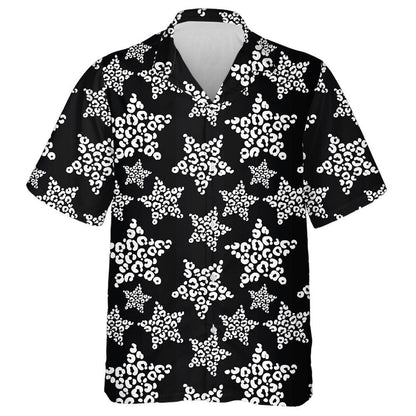 Black And White Stars In Leopard Spots Hawaiian Shirt, Hawaiian Shirt Gift, Christmas Gift