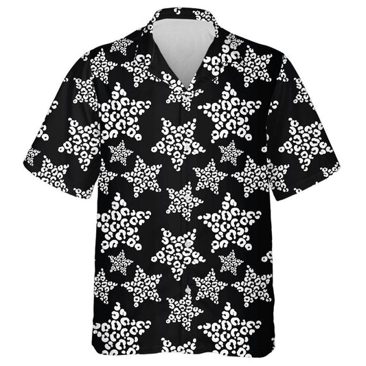 Black And White Stars In Leopard Spots Hawaiian Shirt, Hawaiian Shirt Gift, Christmas Gift