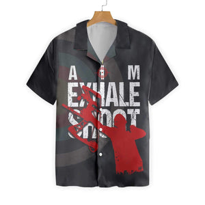 Aim Exhale Shot Cool Archer Archery Hawaiian Aloha Shirt Hawaiian Shorts Beach Short Sleeve, Christmas Gift