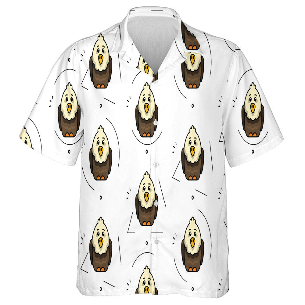 Cute Baby Cartoon Eagles On White Background Hawaiian Shirt, Hawaiian Shirt Gift, Christmas Gift