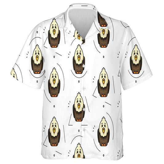 Cute Baby Cartoon Eagles On White Background Hawaiian Shirt, Hawaiian Shirt Gift, Christmas Gift