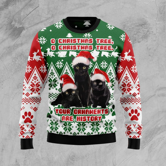 Black Cat Oh Christmas Tree Ugly Christmas Sweater , Christmas Ugly Sweater,Christmas Gift,Gift Christmas 2024