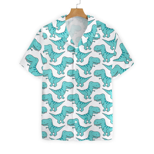 Cute Dino Blue Mint Design Hawaiian Shirt,Hawaiian Shirt Gift, Christmas Gift