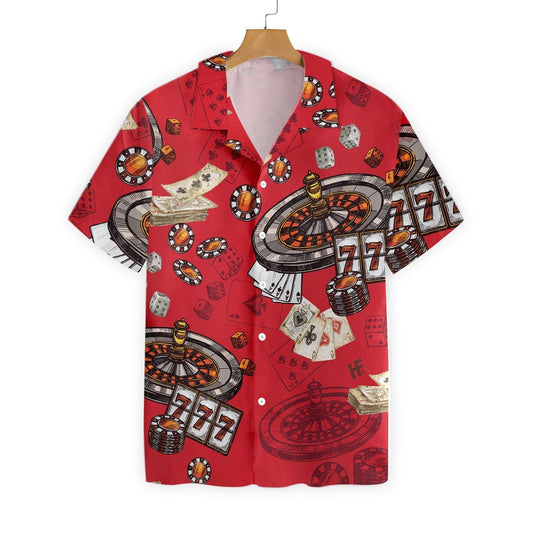 Creative Casino Pattern Red Background Design Hawaiian Shirt,Hawaiian Shirt Gift, Christmas Gift